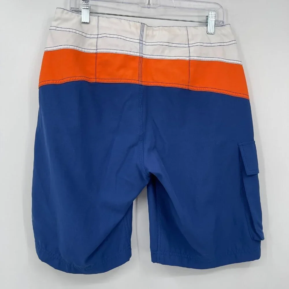 Nautica Retro Colorblock Board Shorts‎ Men's 32 Logo Surf Beach Vacation